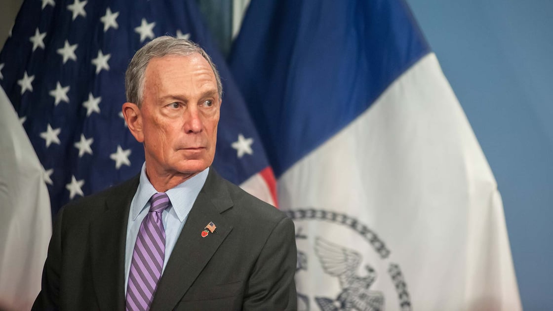 Then New York City Mayor Mike Bloomberg in the New York City Hall blue room