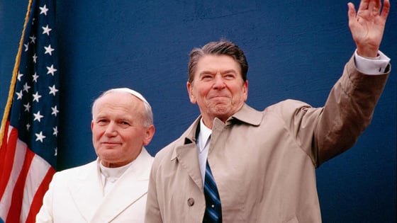 Pope John Paul II and President Ronald Reagan in Alaska