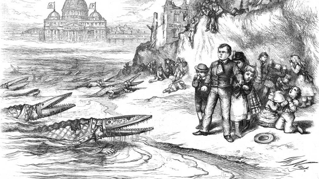 Thomas Nast's anti-Catholic political cartoon The American River Ganges