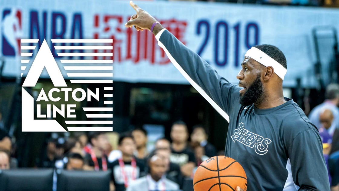 Lebron James on the court during the NBA's 2019 China Games