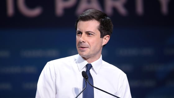 South Bend mayor Pete Buttigieg speaking at the 2019 California Democratic Party State Convention