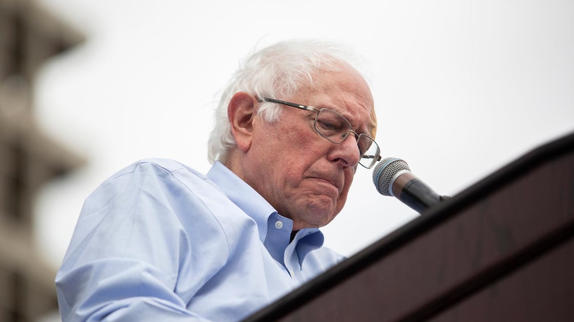 Democratic presidential hopeful Bernie Sanders speaks to a crowd in Los Angeles, CA.