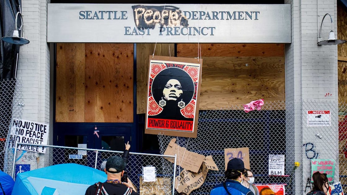 The abandoned police precinct in Seattle's Capitol Hill neighborhood